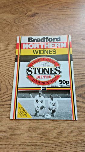 Bradford Northern v Widnes Aug 1986 Rugby League Programme