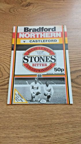 Bradford Northern v Castleford Oct 1986 Rugby League Programme