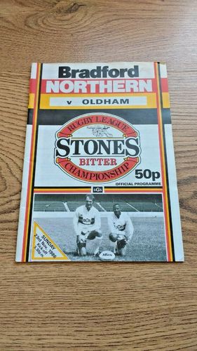 Bradford Northern v Oldham Nov 1986 Rugby League Programme
