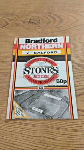 Bradford Northern v Salford Apr 1987 Rugby League Programme