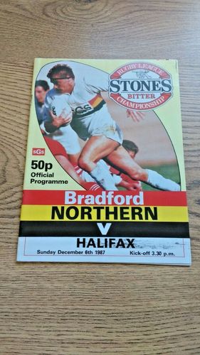 Bradford Northern v Halifax Dec 1987 Rugby League Programme