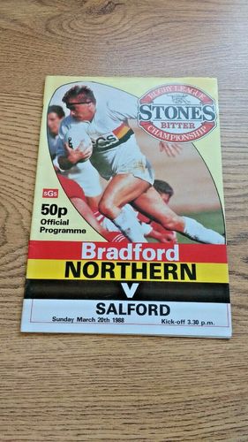 Bradford Northern v Salford Mar 1988 Rugby League Programme