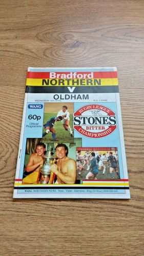Bradford Northern v Oldham Apr 1989 Rugby League Programme