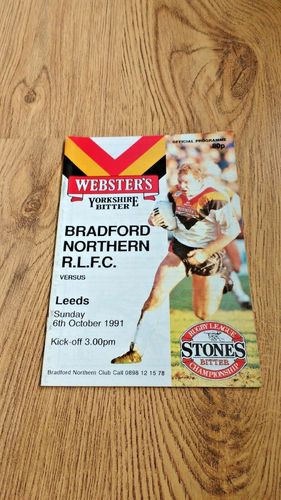 Bradford Northern v Leeds Oct 1991 Rugby League Programme
