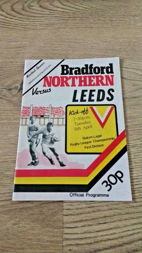 Bradford Northern v Leeds Apr 1983 Rugby League Programme