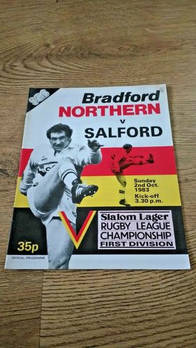 Bradford Northern v Salford Oct 1983 Rugby League Programme
