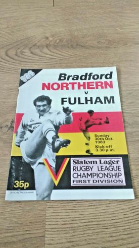 Bradford Northern v Fulham Oct 1983 Rugby League Programme