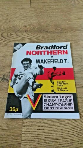 Bradford Northern v Wakefield Nov 1983 Rugby League Programme