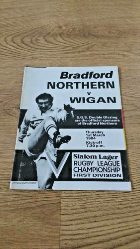 Bradford Northern v Wigan Mar 1984 Rugby League Programme
