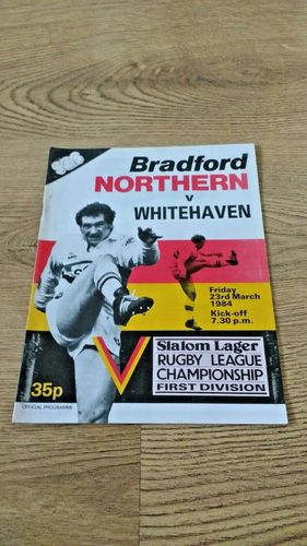 Bradford Northern v Whitehaven Mar 1984 Rugby League Programme