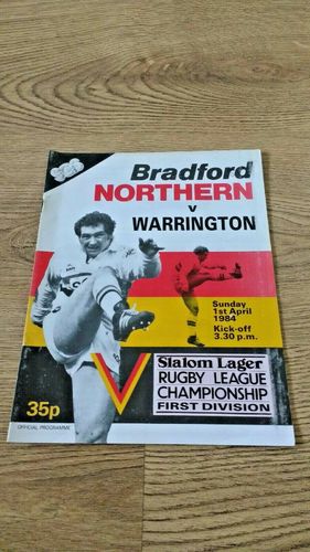 Bradford Northern v Warrington Apr 1984 Rugby League Programme