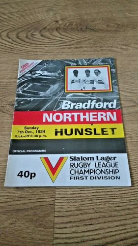 Bradford Northern v Hunslet Oct 1984 Rugby League Programme