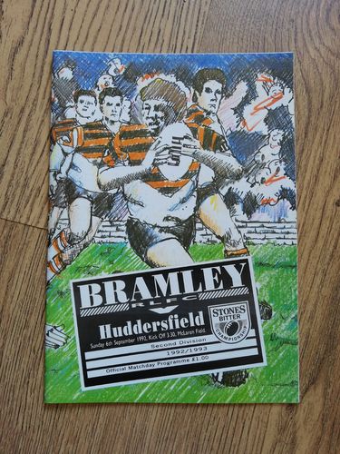 Bramley v Huddersfield Sept 1992 Rugby League Programme