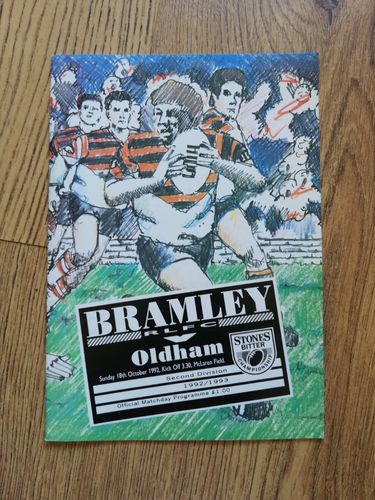 Bramley v Oldham Oct 1992 Rugby League Programme
