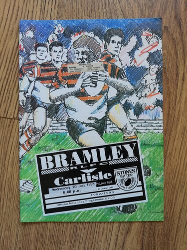 Bramley v Carlisle Jan 1993 Rugby League Programme