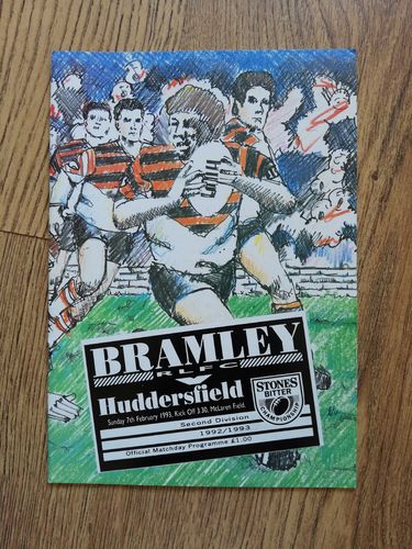 Bramley v Huddersfield Feb 1993 Rugby League Programme