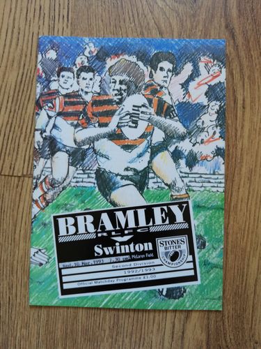 Bramley v Swinton Mar 1993 Rugby League Programme