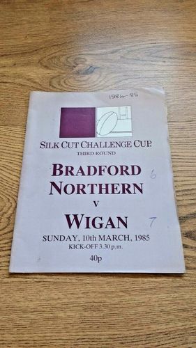 Bradford Northern v Wigan Mar 1985 Challenge Cup Rugby League Programme