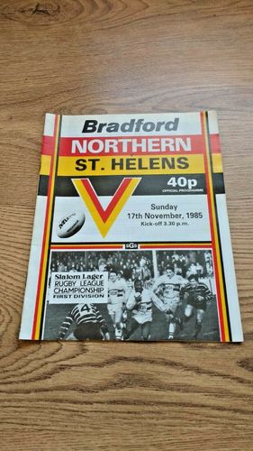 Bradford Northern v St Helens Nov 1985 Rugby League Programme