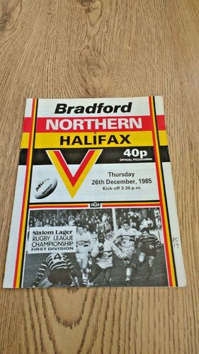 Bradford Northern v Halifax Dec 1985 Rugby League Programme