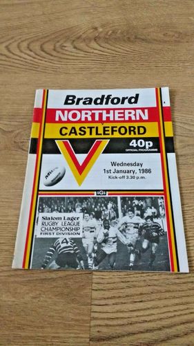 Bradford Northern v Castleford Jan 1986 Rugby League Programme