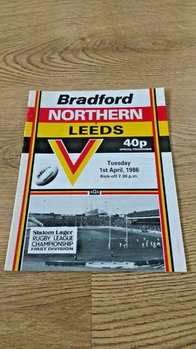 Bradford Northern v Leeds Apr 1986 Rugby League Programme