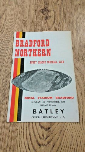 Bradford Northern v Batley Nov 1972 Rugby League Programme
