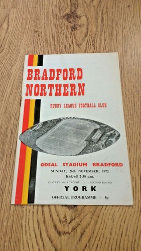 Bradford Northern v York Dec 1972 Players No6 Competition RL Programme