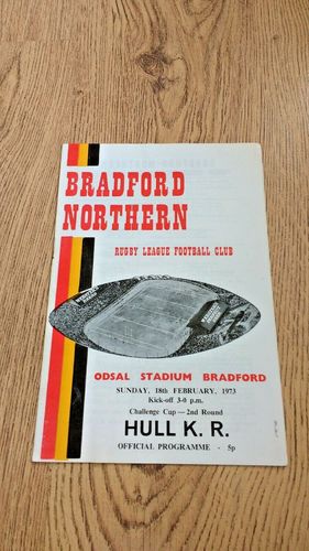 Bradford Northern v Hull KR Feb 1973 Challenge Cup Rugby League Programme