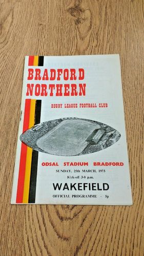 Bradford Northern v Wakefield Mar 1973 Rugby League Programme