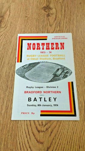 Bradford Northern v Batley Jan 1974 Rugby League Programme