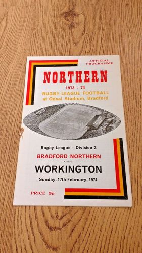 Bradford Northern v Workington Feb 1974 Rugby League Programme