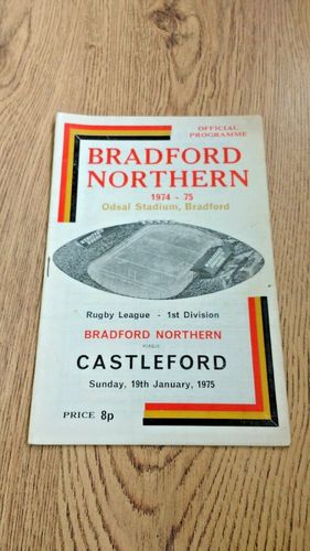 Bradford Northern v Castleford Jan 1975 Rugby League Programme