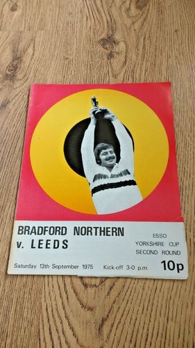 Bradford Northern v Leeds Sept 1975 Yorkshire Cup Rugby League Programme