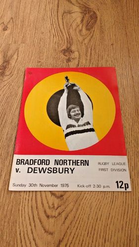 Bradford Northern v Dewsbury Nov 1975 Rugby League Programme