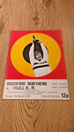 Bradford Northern v Hull KR Mar 1976 Rugby League Programme