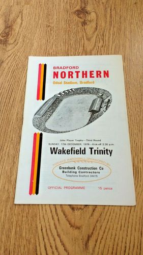 Bradford Northern v Wakefield Trinity Dec 1978 John Player Trophy RL Programme