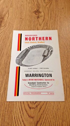 Bradford Northern v Warrington Apr 1979 Rugby League Programme