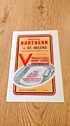Bradford Northern v St Helens Apr 1980 Rugby League Programme