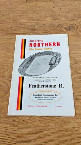 Bradford Northern v Featherstone Rovers Mar 1979 Rugby League Programme