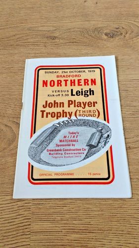 Bradford Northern v Leigh Oct 1979 John Player Trophy Rugby League Programme