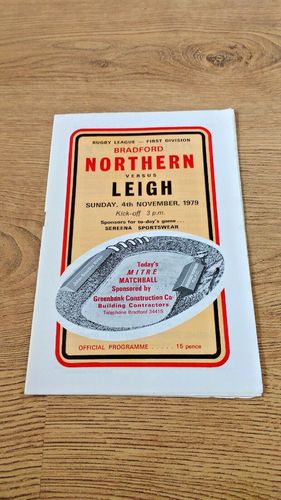 Bradford Northern v Leigh Nov 1979 Rugby League Programme