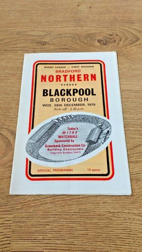 Bradford Northern v Blackpool Borough Dec 1979 Rugby League Programme