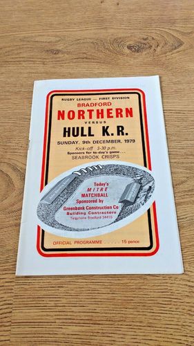 Bradford Northern v Hull KR Dec 1979 Rugby League Programme
