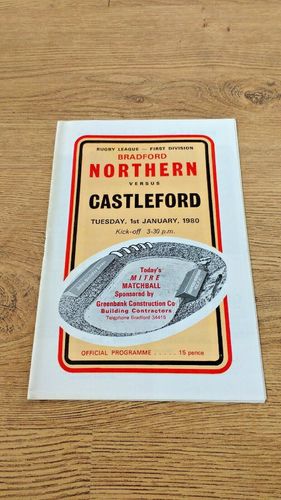 Bradford Northern v Castleford Jan 1980 Rugby League Programme
