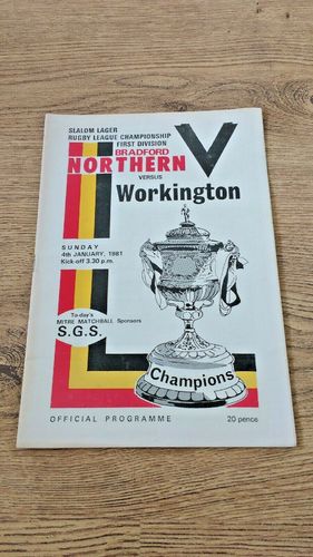 Bradford Northern v Workington Jan 1981 Rugby League Programme