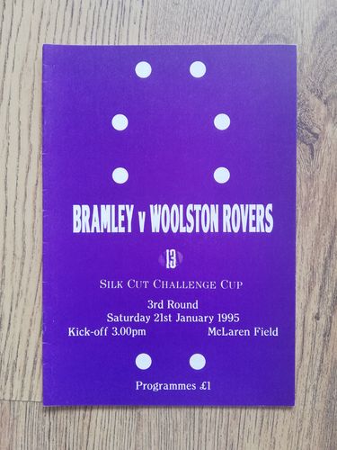 Bramley v Woolston Rovers Jan 1995 Challenge Cup Rugby League Programme