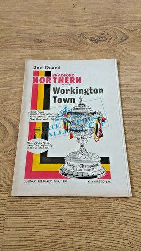 Bradford Northern v Workington Town Feb 1982 Challenge Cup Rugby League Programme