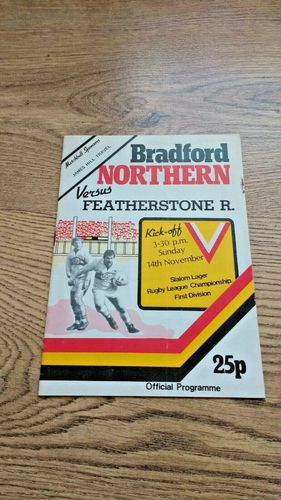 Bradford Northern v Featherstone Rovers Nov 1982 Rugby League Programme