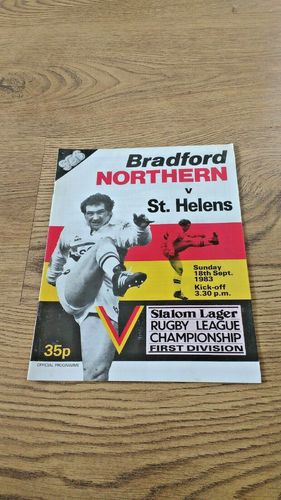 Bradford Northern v St Helens Sept 1983 Rugby League Programme